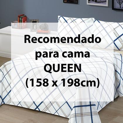 Imagem de Jogo de Cama Queen 4 peças Lençol com Elástico 100% Algodão Percal 130 Fios 158x198x35cm Dohler