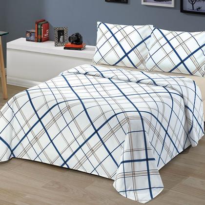 Imagem de Jogo de Cama Queen 4 peças Lençol com Elástico 100% Algodão Percal 130 Fios 158x198x35cm Dohler