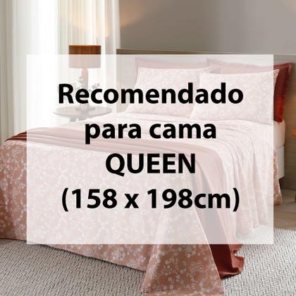 Imagem de Jogo de Cama Queen 4 peças Lençol com Elástico 100% Algodão Percal 130 Fios 158x198x35cm Dohler