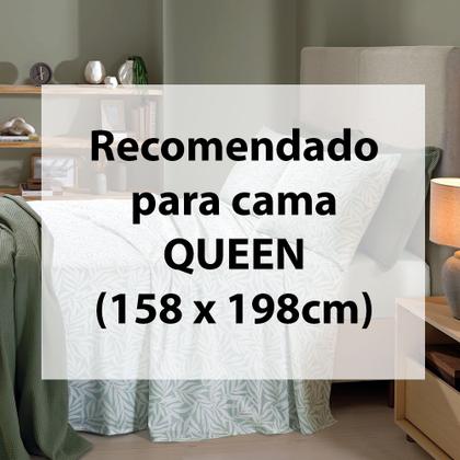 Imagem de Jogo de Cama Queen 4 peças Lençol com Elástico 100% Algodão Percal 130 Fios 158x198x35cm Dohler