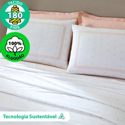 Imagem de Jogo de Cama Queen 4 Peças Lençol com Elástico 100% Algodão Percal 180 Fios 158x198x35cm - Dohler