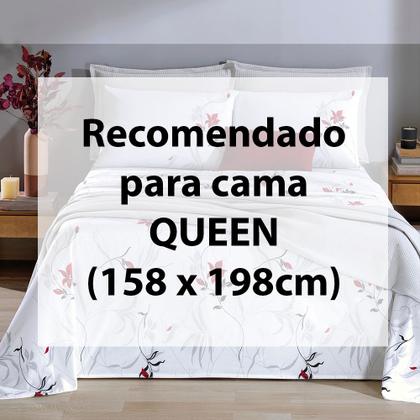 Imagem de Jogo de Cama Queen 4 Peças Lençol com Elástico 100% Algodão Percal 180 Fios 158x198x35cm - Dohler