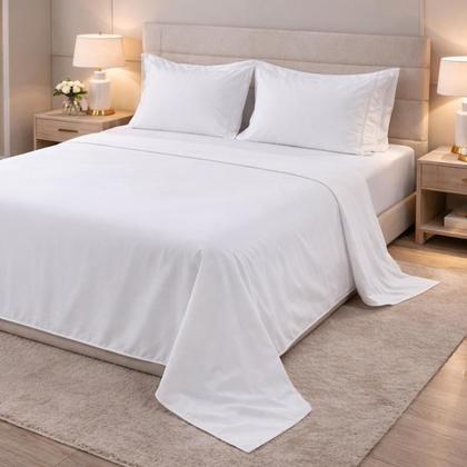 Imagem de Jogo De Cama Queen 4 Peças Ponto Palito Percal 100 algodão 400 Fios