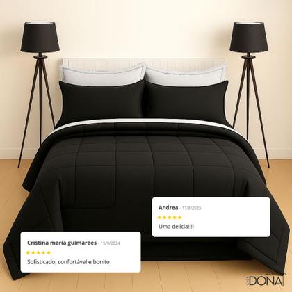 Imagem de Jogo de Cama Queen 6 Peças com Edredom Dupla Face Macio e Confortável Casa Dona