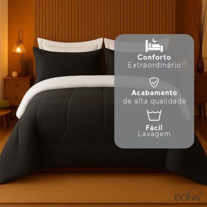 Imagem de Jogo de Cama Queen 6 Peças com Edredom Dupla Face Macio e Confortável Casa Dona