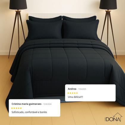 Imagem de Jogo de Cama Queen 6 Peças com Edredom Dupla Face Macio e Confortável Casa Dona