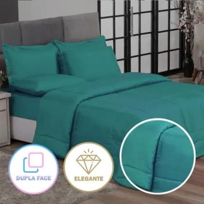 Imagem de Jogo de Cama Queen 6 Peças com Edredom Dupla Face Macio e Confortável Casa Dona