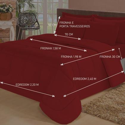 Imagem de Jogo de Cama Queen 6 Peças com Edredom Dupla Face Macio e Confortável Casa Dona