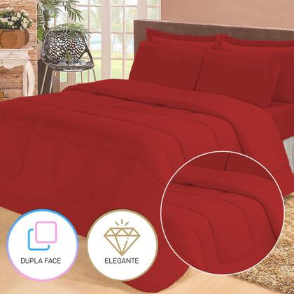 Imagem de Jogo de Cama Queen 6 Peças com Edredom Dupla Face Macio e Confortável Casa Dona