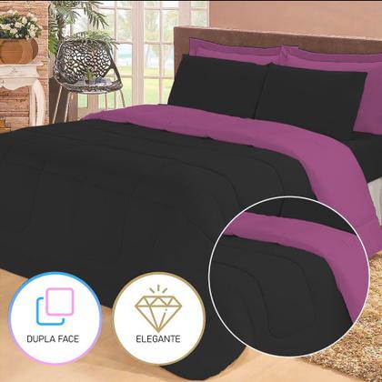 Imagem de Jogo de Cama Queen 6 Peças com Edredom Dupla Face Macio e Confortável Casa Dona