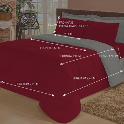 Imagem de Jogo de Cama Queen 6 Peças com Edredom Dupla Face Macio e Confortável Casa Dona