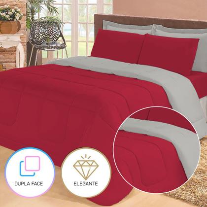 Imagem de Jogo de Cama Queen 6 Peças com Edredom Dupla Face Macio e Confortável Casa Dona