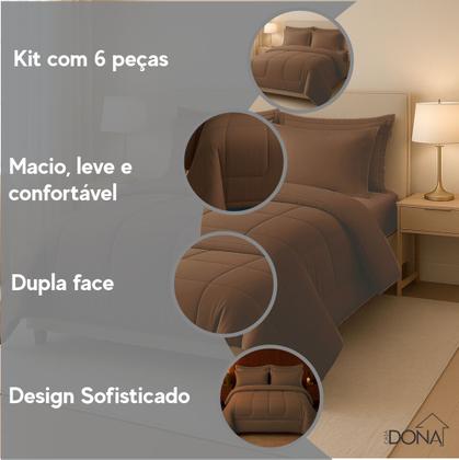 Imagem de Jogo de Cama Queen 6 Peças com Edredom Dupla Face Macio e Confortável Casa Dona