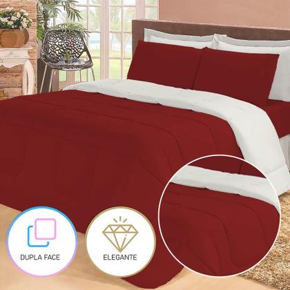 Imagem de Jogo de Cama Queen 6 Peças com Edredom Dupla Face Macio e Confortável Casa Dona