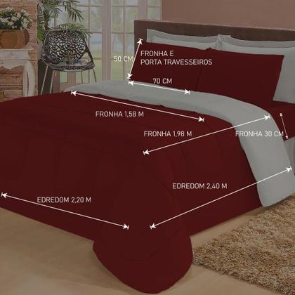 Imagem de Jogo de Cama Queen 6 Peças com Edredom Dupla Face Macio e Confortável Casa Dona