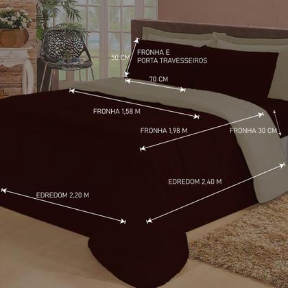 Imagem de Jogo de Cama Queen com Edredom Lençol Fronha Função Cobre Leito e Cobertor