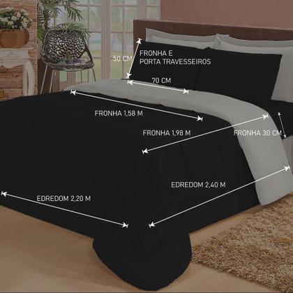Imagem de Jogo de Cama Queen com Edredom Lençol Fronha Função Cobre Leito e Cobertor