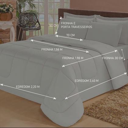 Imagem de Jogo de Cama Queen com Edredom Lençol Fronha Função Cobre Leito e Cobertor