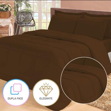 Imagem de Jogo de Cama Queen com Edredom Lençol Fronha Função Cobre Leito e Cobertor