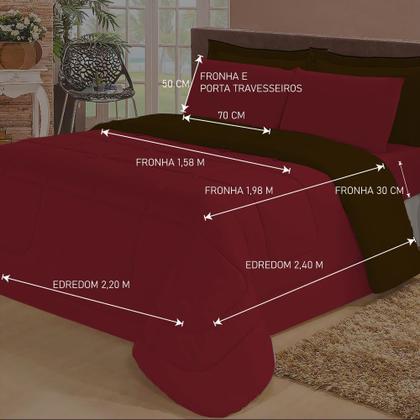 Imagem de Jogo de Cama Queen com Edredom Lençol Fronha Função Cobre Leito e Cobertor