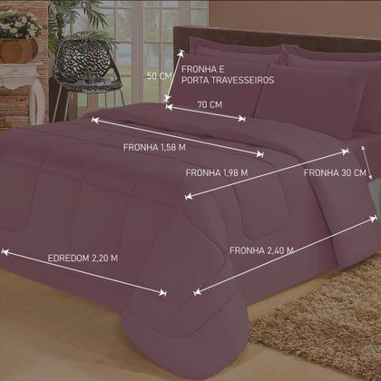 Imagem de Jogo de Cama Queen com Edredom Lençol Fronha Função Cobre Leito e Cobertor
