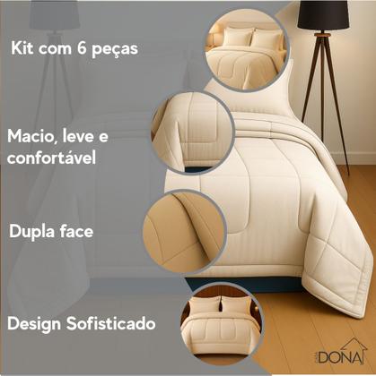 Imagem de Jogo de Cama Queen com Edredom Lençol Fronha Função Cobre Leito e Cobertor