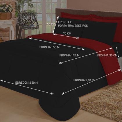 Imagem de Jogo de Cama Queen com Edredom Lençol Fronha Função Cobre Leito e Cobertor