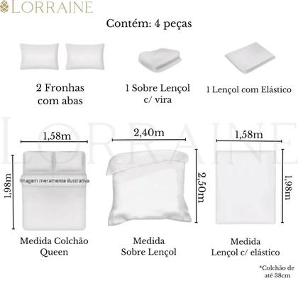 Imagem de Jogo De Cama Queen Jolitex Toque De 1000Fios Thousand 4 Pçs