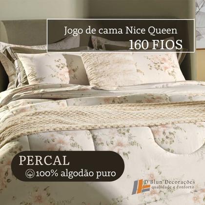 Imagem de Jogo De Cama Queen Lençol 100% Algodão 4 Peças Nice 160 Fios Karsten