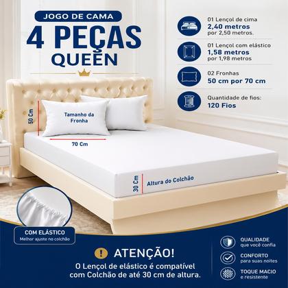 Imagem de Jogo de Cama Queen Teka Crystal 4 Peças 100 Algodão