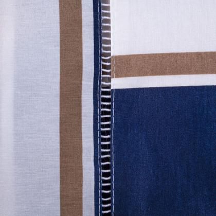 Imagem de Jogo de Cama Refúgio Casal Percal Algodão Luxo 4 Peças Azul Listrado