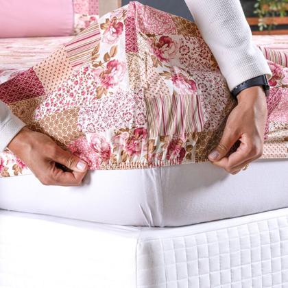 Imagem de Jogo de Cama Refúgio Queen Percal Algodão Luxo 3 Peças Floral Rosê