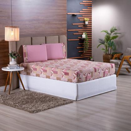 Imagem de Jogo de Cama Refúgio Queen Percal Algodão Luxo 3 Peças Floral Rosê