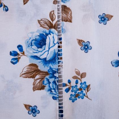 Imagem de Jogo de Cama Refúgio Solteiro Percal 180 Fios Algodão Luxo 3 Pçs Floral Azul