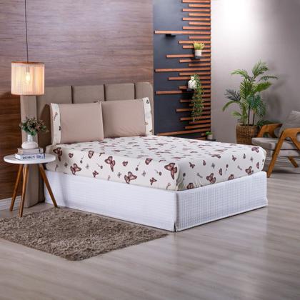 Imagem de Jogo de Cama Refúgio Solteiro Percal Algodão Luxo 2 Pçs Borboletas Marrom