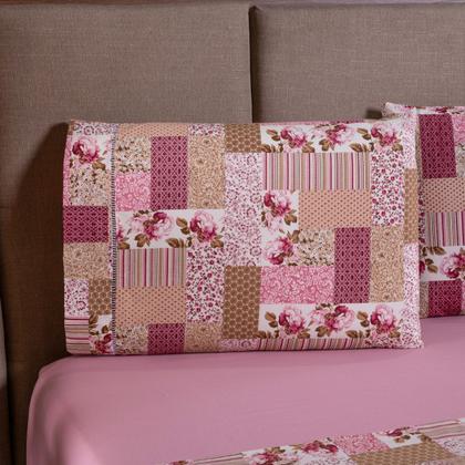 Imagem de Jogo de Cama Refúgio Solteiro Percal Algodão Luxo 3 Pçs Floral Rosê