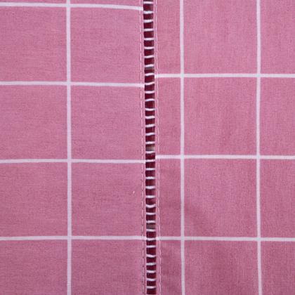 Imagem de Jogo de Cama Refúgio Solteiro Percal Algodão Luxo 3 Peças Grid Rosa