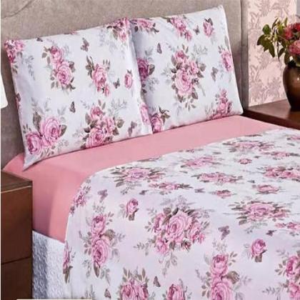 Imagem de Jogo de Cama Roupa Box Lençol Casal 4 Peças Estampado 400 Fios Estampas Sortidas