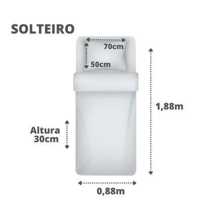 Imagem de Jogo de Cama Solteiro 2 Peças 100% Algodão C/ Elástico