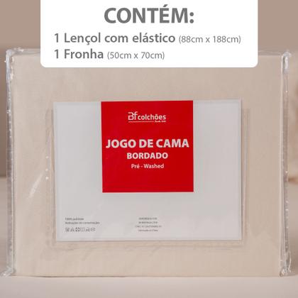 Imagem de Jogo de Cama Solteiro 2 Peças Micro Percal 300 Fios Bordado - BF Colchões