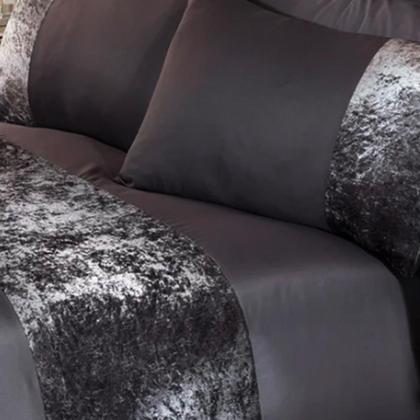 Imagem de Jogo De Cama Solteiro 400 Fios Com Veludo Grafite 6 Peças