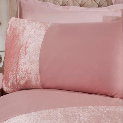 Imagem de Jogo De Cama Solteiro 400 Fios Com Veludo Rosé 6 Peças