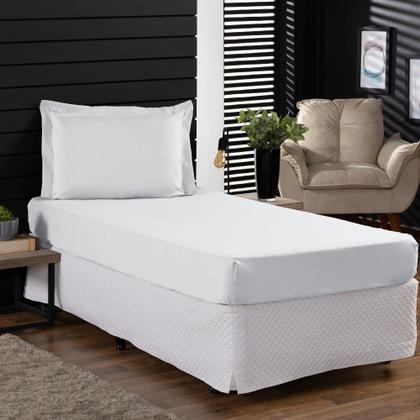 Imagem de Jogo de Cama Solteiro 400 Fios Percal 02 Peças Com Aba, Antiácaro, Anti-pilling com Toque Macio