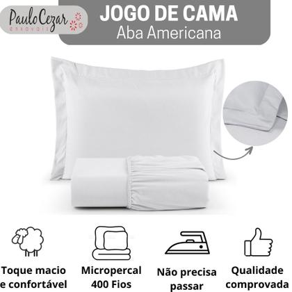 Imagem de Jogo de Cama Solteiro 400 Fios Percal 02 Peças Com Aba, Antiácaro, Anti-pilling com Toque Macio