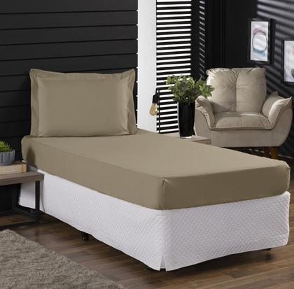 Imagem de Jogo de Cama Solteiro 400 Fios Percal 02 Peças Com Aba, Antiácaro, Anti-pilling com Toque Macio