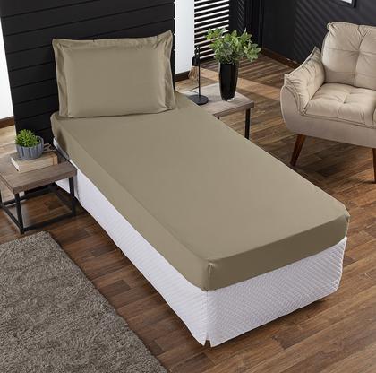 Imagem de Jogo de Cama Solteiro 400 Fios Percal 02 Peças Com Aba, Antiácaro, Anti-pilling com Toque Macio