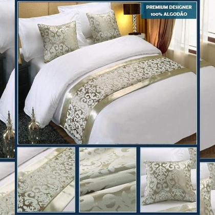 Imagem de Jogo de cama solteiro algodão 7 pç com almofadas e peseira