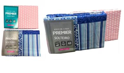 Imagem de Jogo De Cama Solteiro C/ Elástico Estampado 170 Fios 3 Peças
