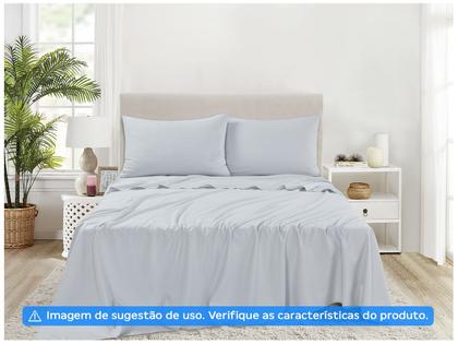 Imagem de Jogo de Cama Solteiro de Poliéster Jolitex 300 Fios Toque de Seda Cinza 2 Peças