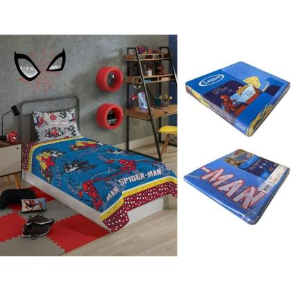 Imagem de Jogo de Cama Solteiro Infantil Estampado 2 Peças Microfibra 1,40 x 2,20 Homem Aranha